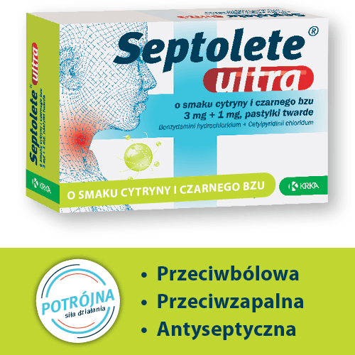 Septolete Ultra o smaku cytryny i czarnego bzu 16 pastylek